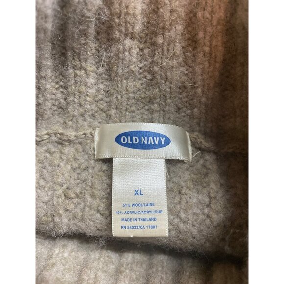 Old Navy XL Beige Wool Blend Ribbed Knit Turtleneck Sweater Chunky Cozy 90s Y2K - Picture 4 of 7